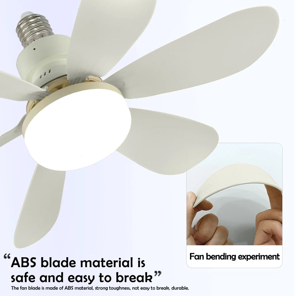 Home LED Ceiling Fan Light E26 E27 Base 3-colour Adjustable Wireless Remote Control 52CM Ceiling Fan Lamp for Bedroom Living