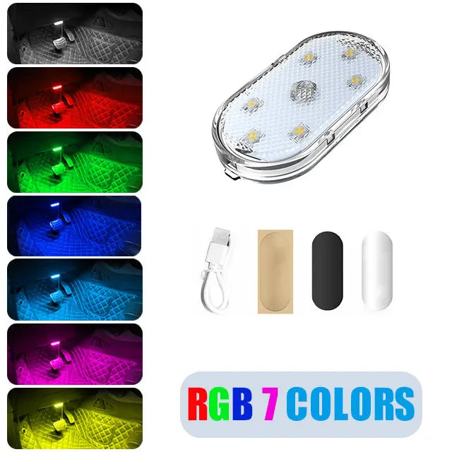 LED Ambient Night Light USB Rechargeable Cabinet Light Room Decor RGB Lights Atmosphere Lamp Magnet Wireless Car Interior Light
