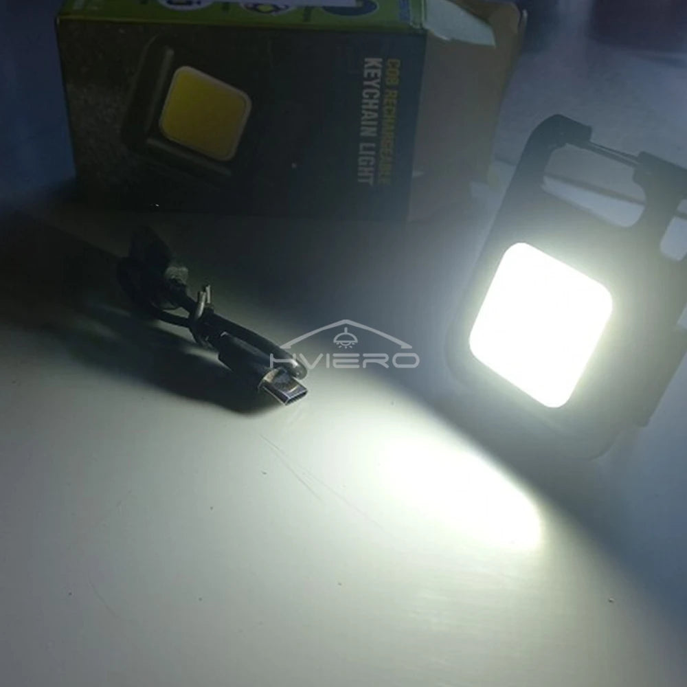 COB Work Light Flashlamp Mini Flashlight Keychain Carry LED Waterproof USB Charge Convenient Emergency Outdoor Lighting Camping