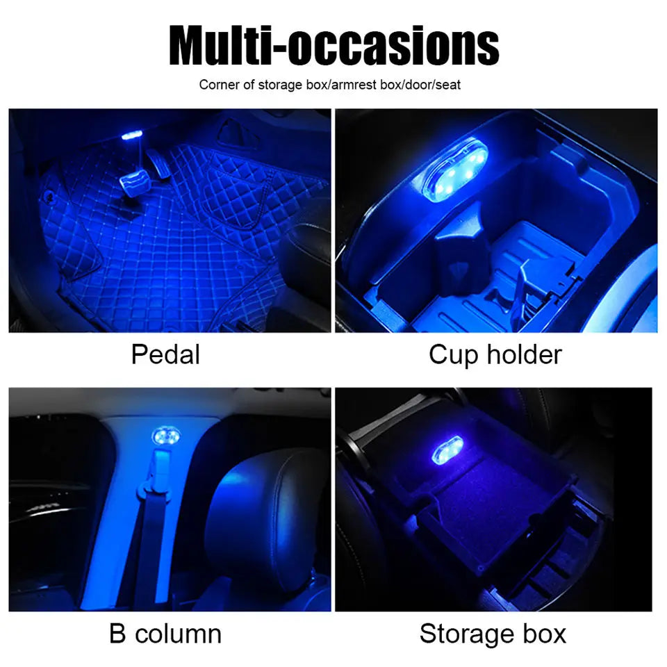 LED Ambient Night Light USB Rechargeable Cabinet Light Room Decor RGB Lights Atmosphere Lamp Magnet Wireless Car Interior Light