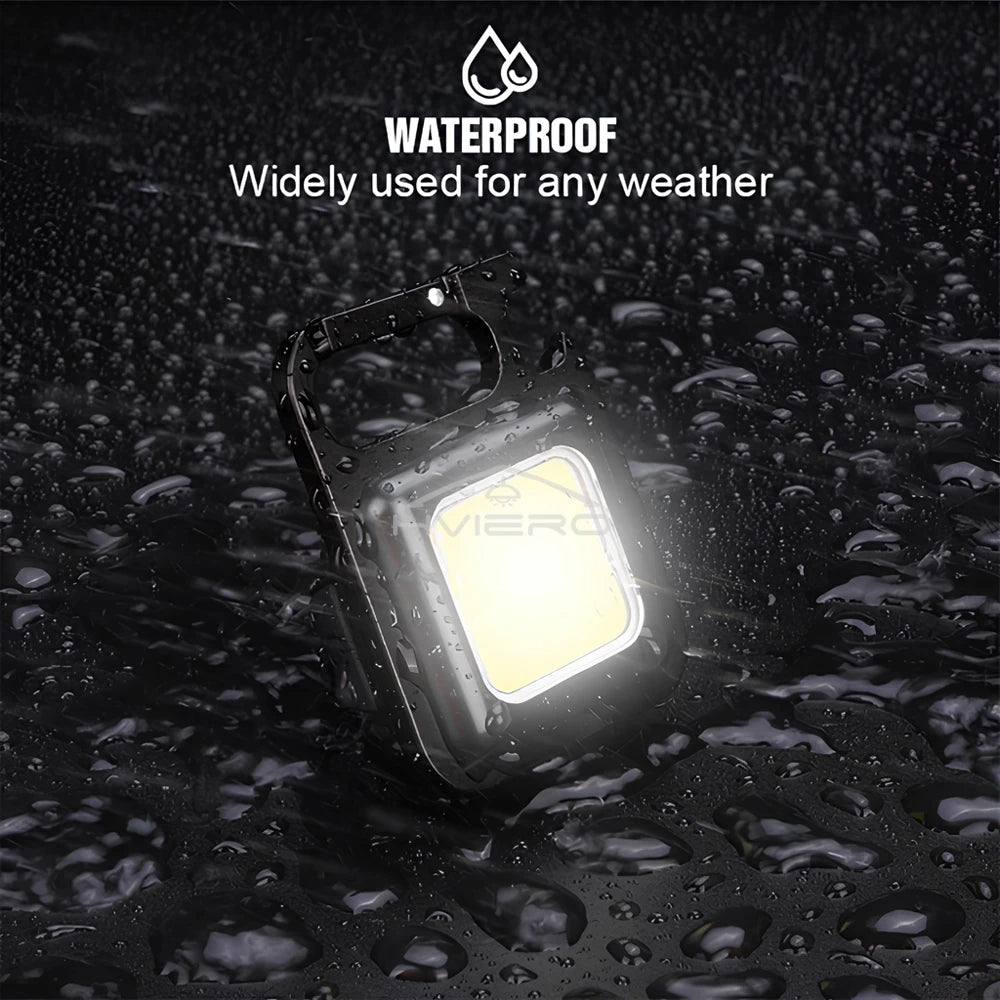 COB Work Light Flashlamp Mini Flashlight Keychain Carry LED Waterproof USB Charge Convenient Emergency Outdoor Lighting Camping