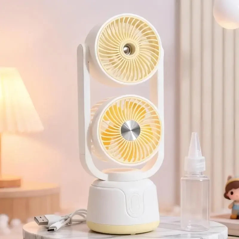 Misting Fan Desktop Fan 3 Speed Adjustment Desk Fan Rechargeable Fan with Water Misting 3 Speed Mist Sprayer Fan