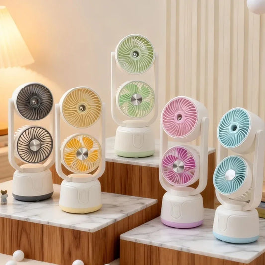 Misting Fan Desktop Fan 3 Speed Adjustment Desk Fan Rechargeable Fan with Water Misting 3 Speed Mist Sprayer Fan