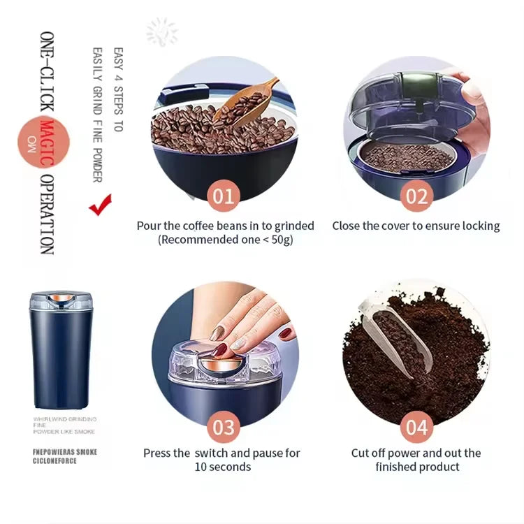 Multi functional automatic mini electric coffee grinder, household bean food grinder, manual coffee grinder