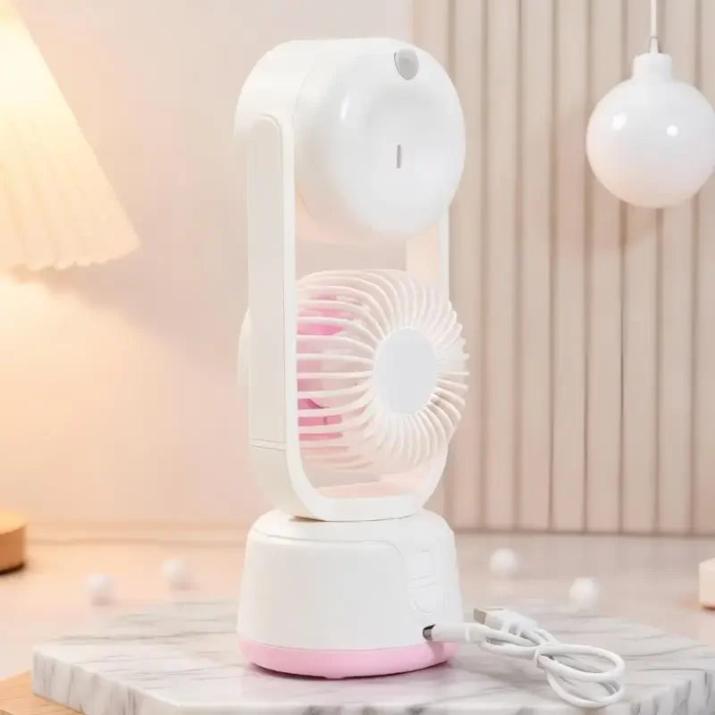 Misting Fan Desktop Fan 3 Speed Adjustment Desk Fan Rechargeable Fan with Water Misting 3 Speed Mist Sprayer Fan