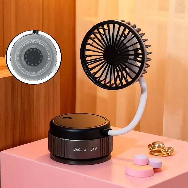 Suction Cup 360 Angle Handheld Fan Foldable Portable Rechargeable Mini Fan For Desktop Classroom Bedroom Outdoor Makeup Mirror