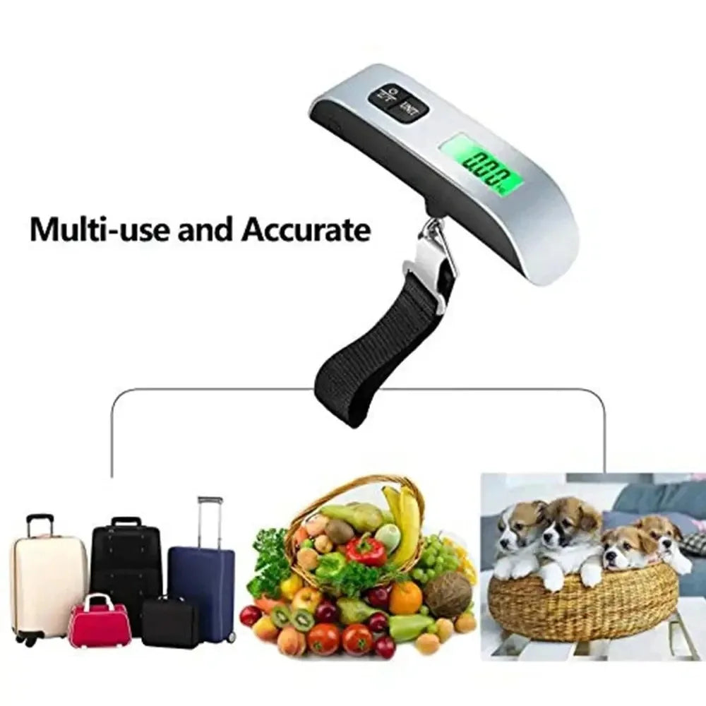 Portable Handheld Digital Travel Luggage Scale - .110lb/50kg with LCD Display, Mini Pocket-Size Electronic Weighing Tool