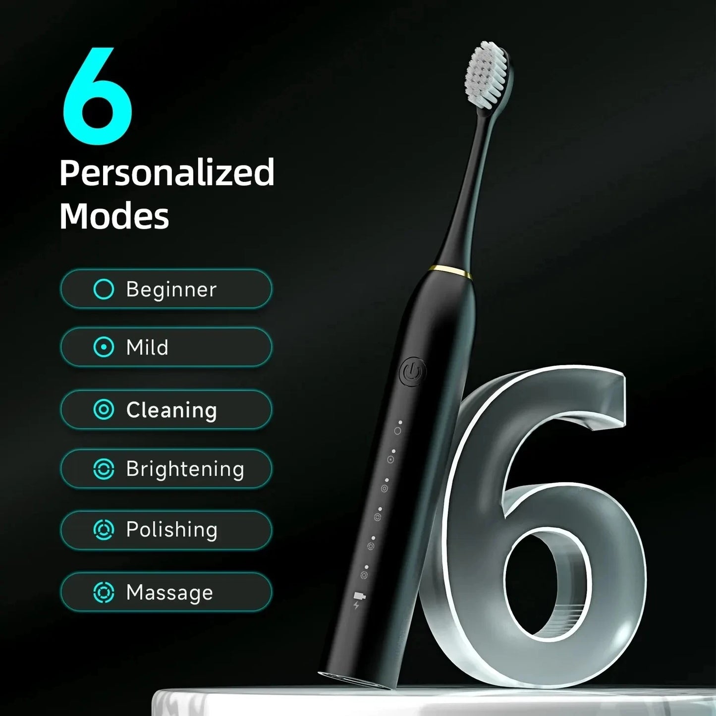 New style X-3Electric Toothbrush USB Rechargeable Tooth Brush For Adult 6Clean Modes Washable Teeth Whitening and Cleaning Brush