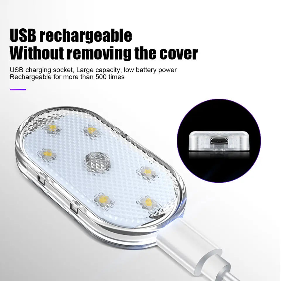 LED Ambient Night Light USB Rechargeable Cabinet Light Room Decor RGB Lights Atmosphere Lamp Magnet Wireless Car Interior Light