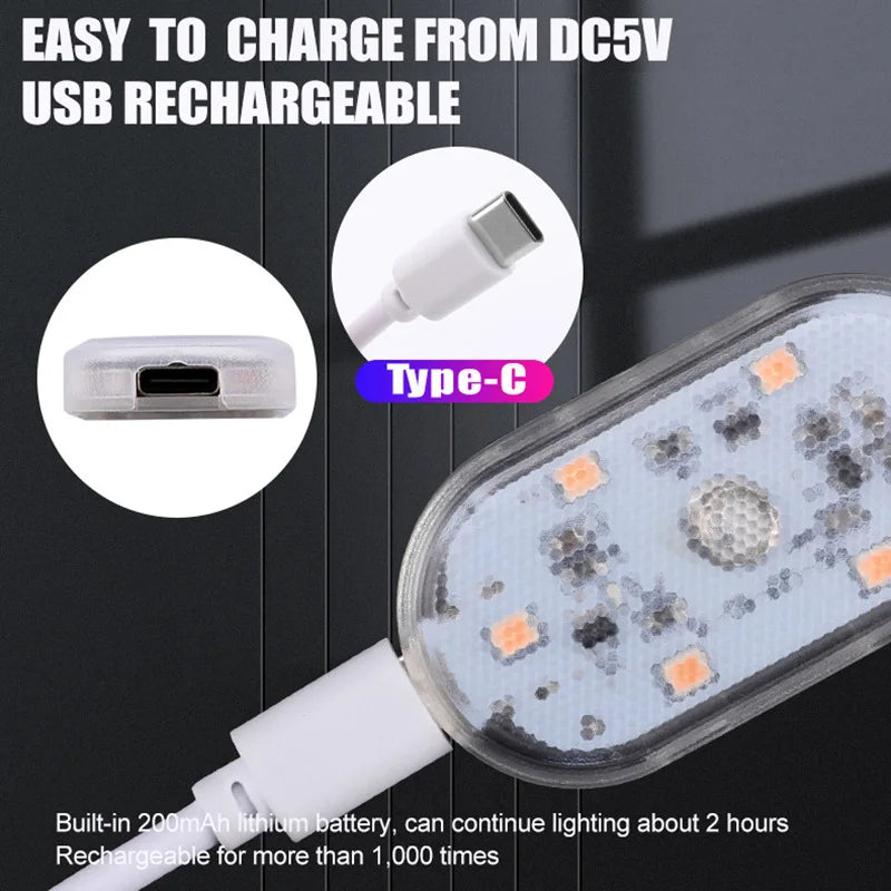 LED Ambient Night Light USB Rechargeable Cabinet Light Room Decor RGB Lights Atmosphere Lamp Magnet Wireless Car Interior Light