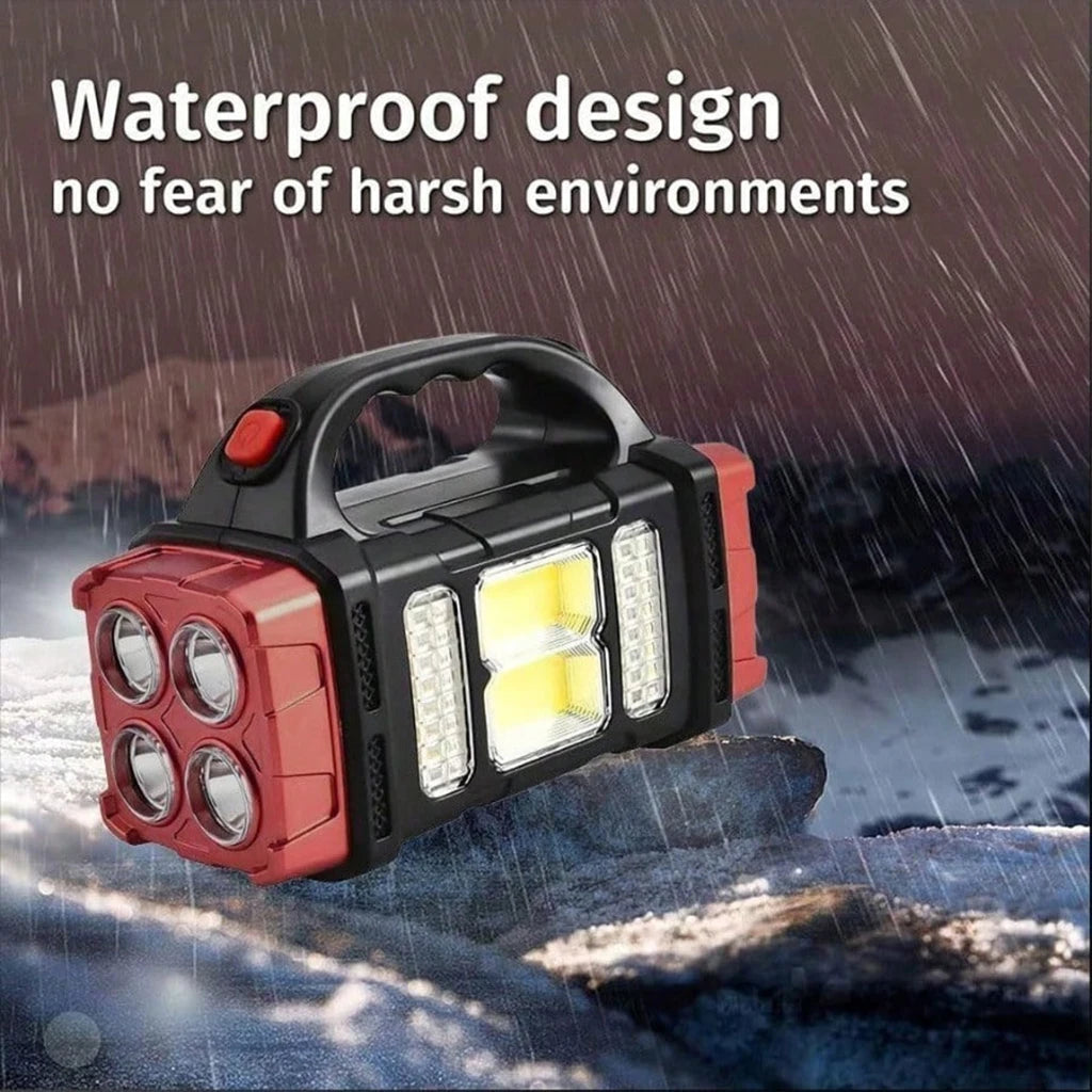 Solar USB Rechargeable COB LED Flashlight Super Bright Multi-Mode Emergency Work Light for Camping Outdoor