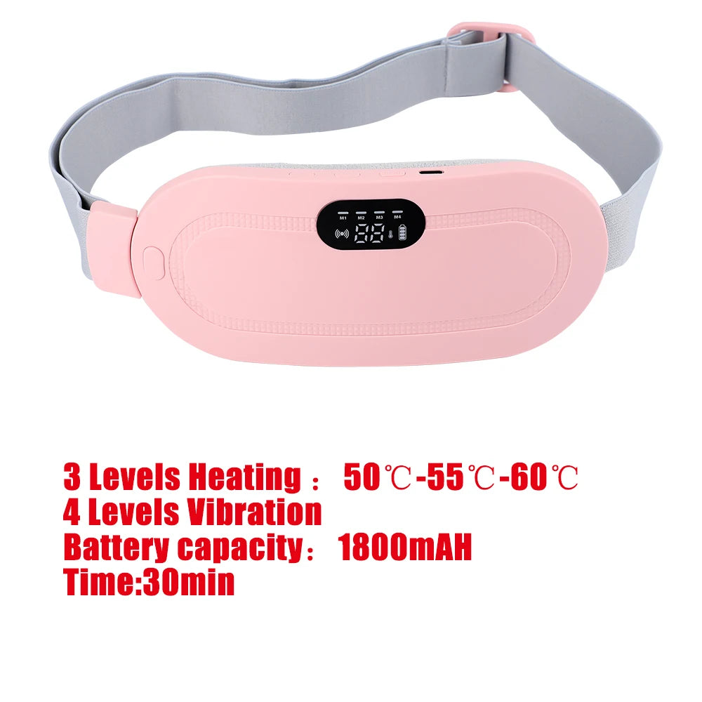 Electric Waist Massage Period Cramp Massager Vibrating Heating Belt for Menstrual Waist Stomach Abdominal Warm Palace Belt