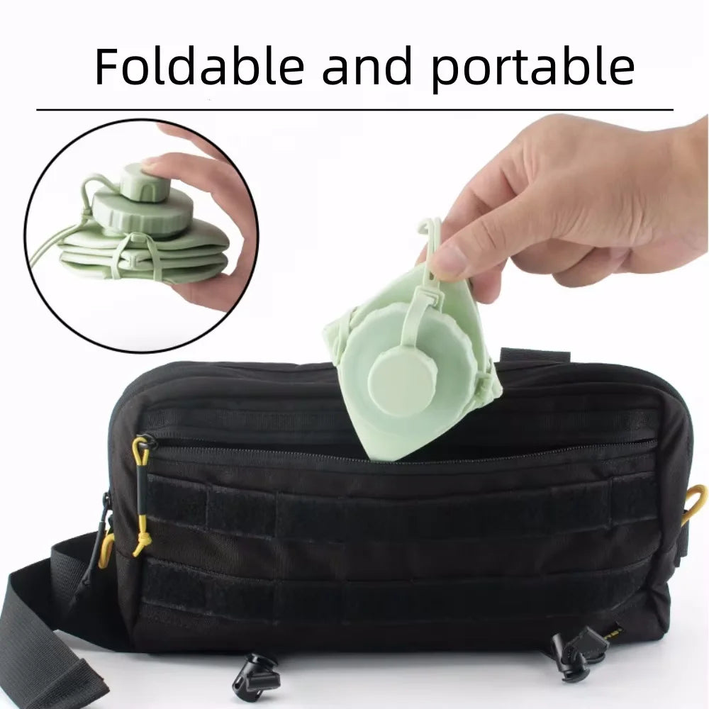 600ml Silicone Folding Bottle Adult Portable Reusable Plastic Cups Outdoor Travel Gym Water Bottle Motivational Drinking Bottle