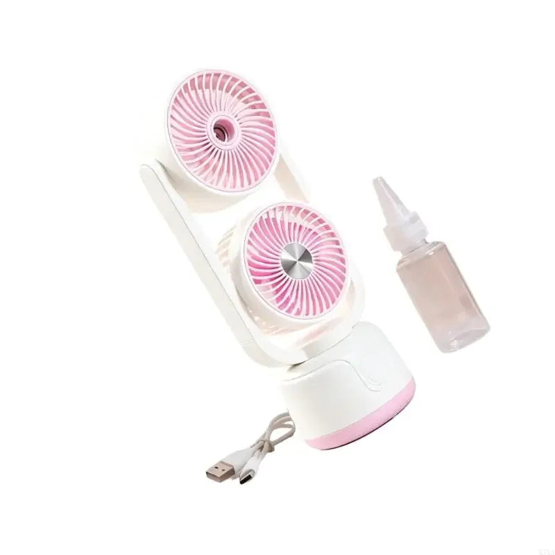 Misting Fan Desktop Fan 3 Speed Adjustment Desk Fan Rechargeable Fan with Water Misting 3 Speed Mist Sprayer Fan