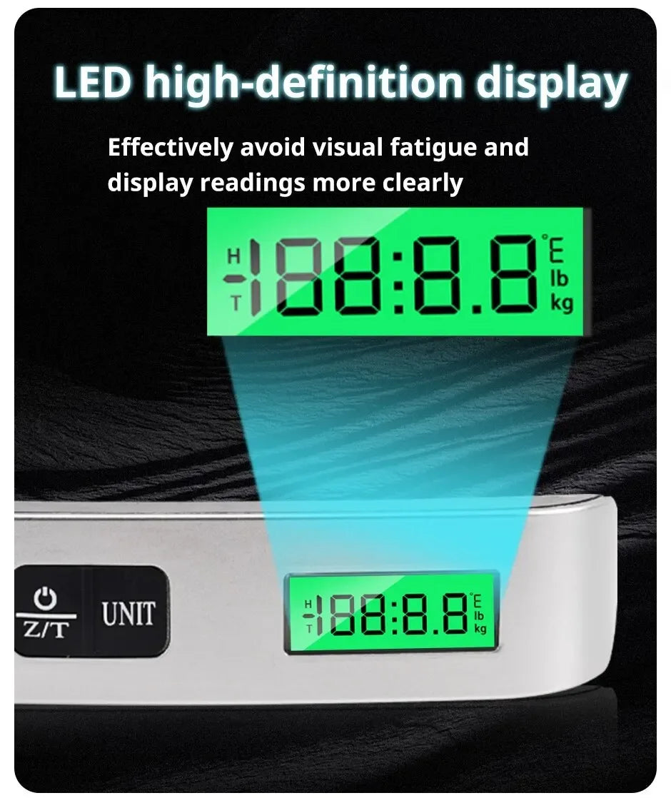 Portable Handheld Digital Travel Luggage Scale - .110lb/50kg with LCD Display, Mini Pocket-Size Electronic Weighing Tool