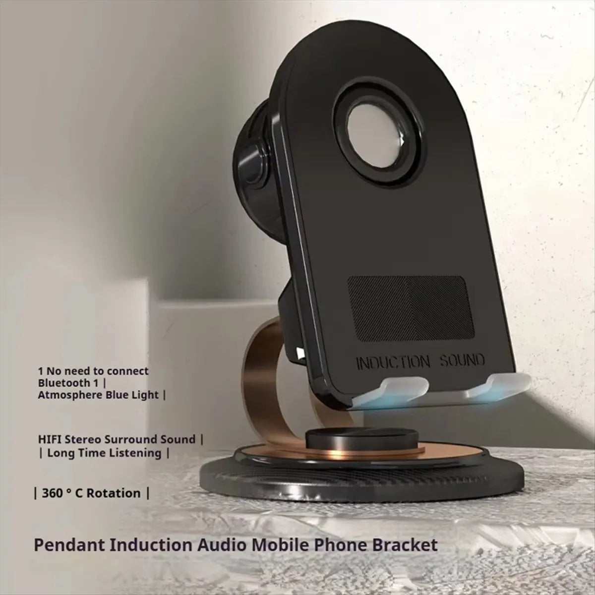 75D Electronics Accessories,Induction Speaker Phone Holder for Phone Inductio Playback (Black)