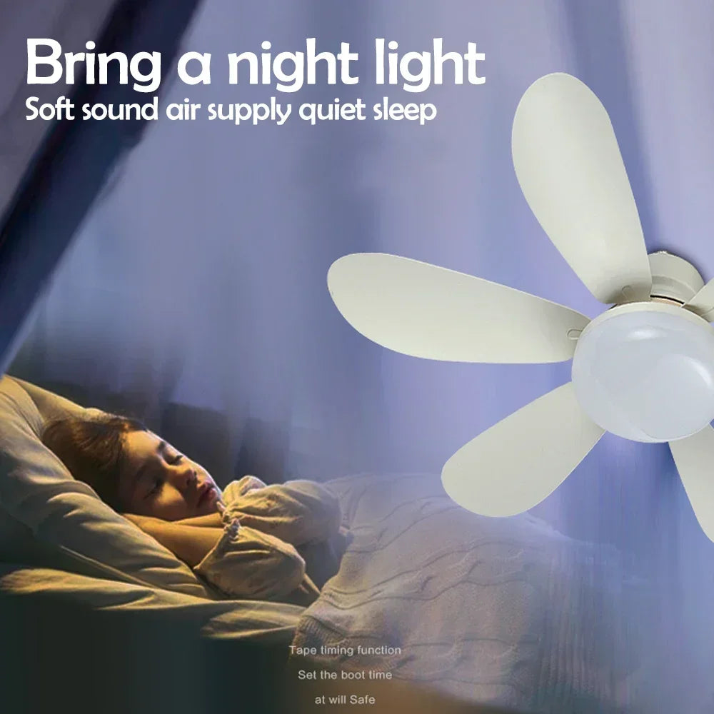 Home LED Ceiling Fan Light E26 E27 Base 3-colour Adjustable Wireless Remote Control 52CM Ceiling Fan Lamp for Bedroom Living