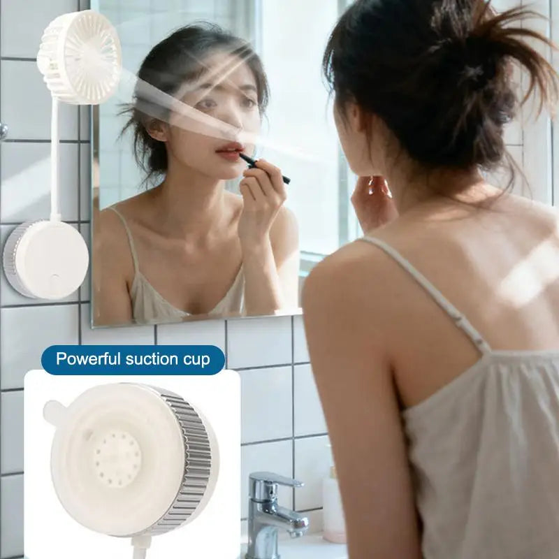 Suction Cup 360 Angle Handheld Fan Foldable Portable Rechargeable Mini Fan For Desktop Classroom Bedroom Outdoor Makeup Mirror