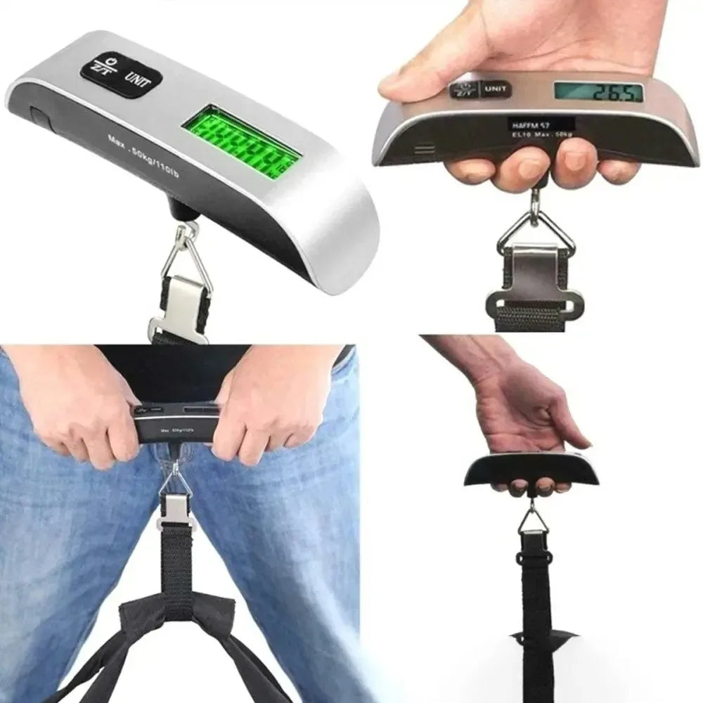 Portable Handheld Digital Travel Luggage Scale - .110lb/50kg with LCD Display, Mini Pocket-Size Electronic Weighing Tool
