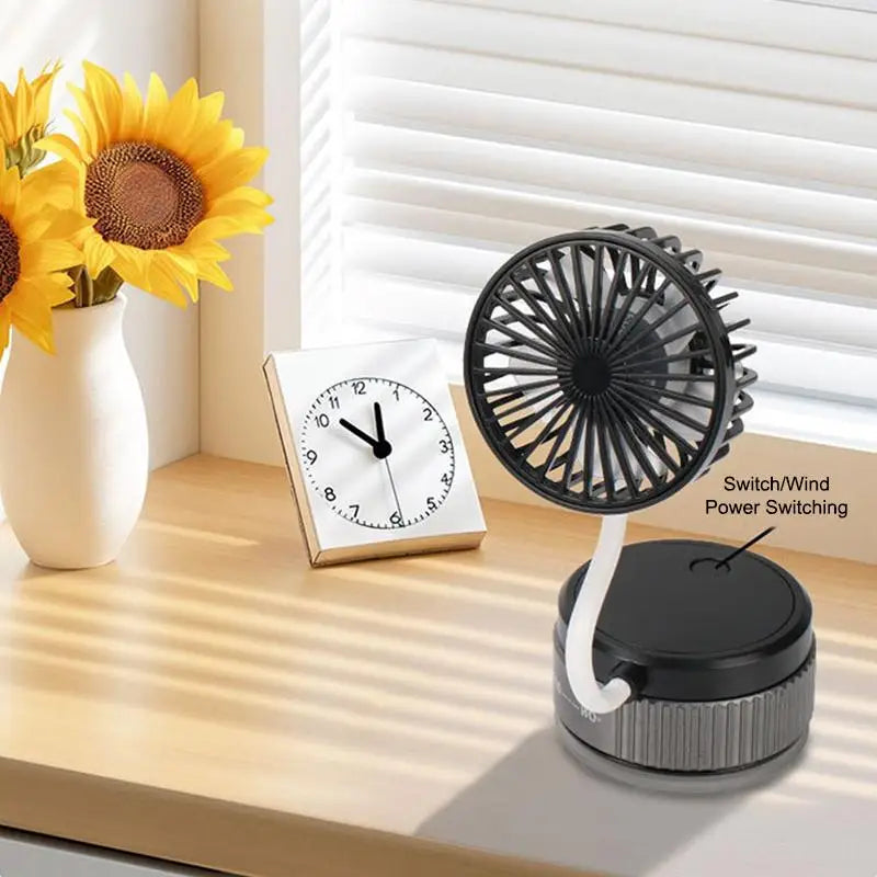 Suction Cup 360 Angle Handheld Fan Foldable Portable Rechargeable Mini Fan For Desktop Classroom Bedroom Outdoor Makeup Mirror