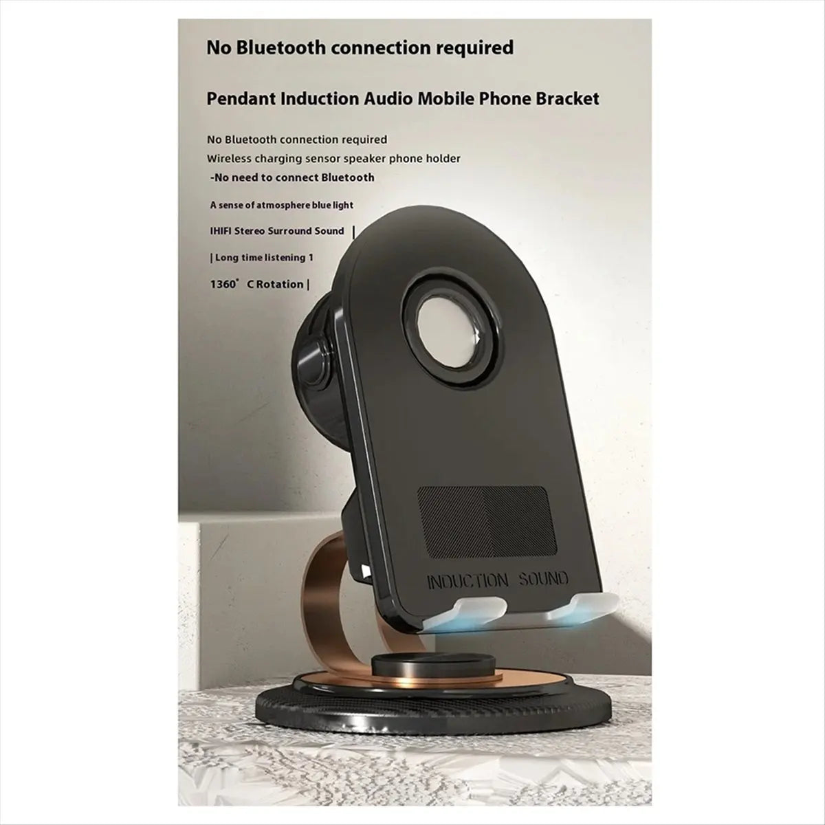 75D Electronics Accessories,Induction Speaker Phone Holder for Phone Inductio Playback (Black)