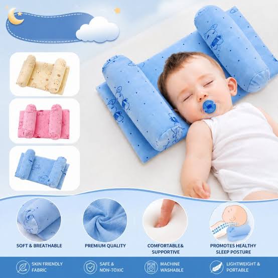 🌙 Adjustable Baby Pillow – Soft & Comfortable Head Support Pillow for Newborns & Infants